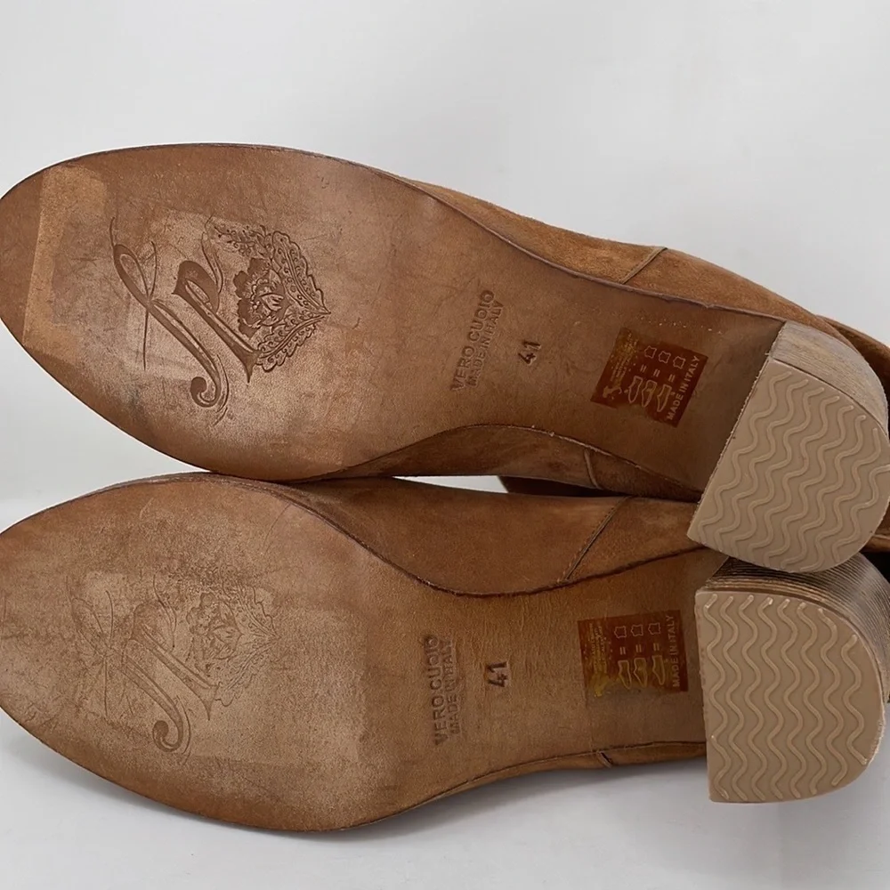 Free People Fold Down Brown Suede Leather Heeled Size 41